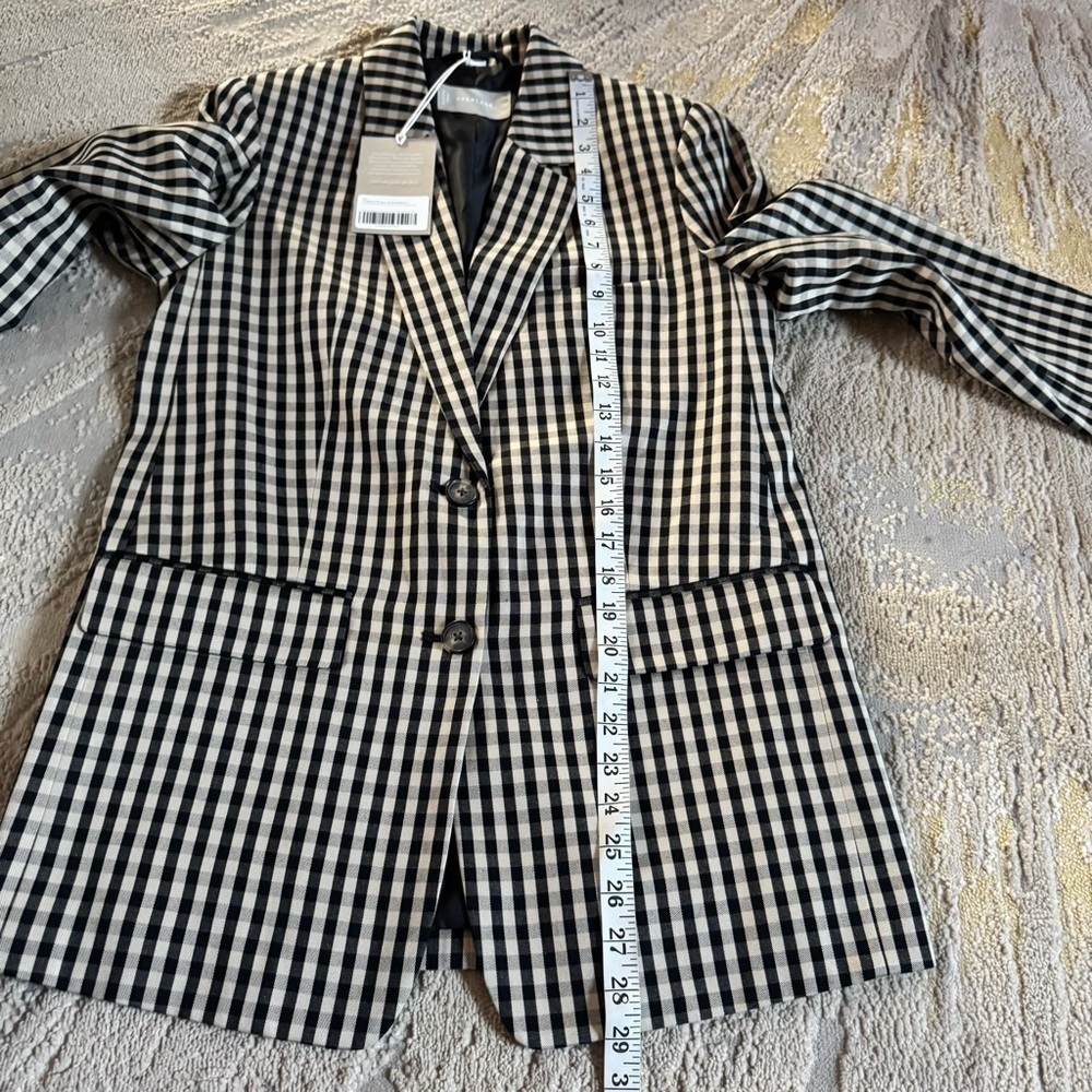 Everlane houndstooth checker black tan oversized TENCEL™ Lyocell cotton 0 new - Picture 7 of 15